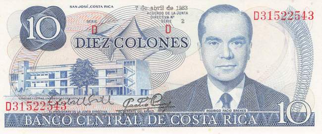 10 Colones Costa Rica 1983 p.237b